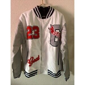 Sneek Gallery Goat Lettermans Jacket Size XL White/Gray/Red #23 NWT